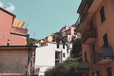 Low angle view of residential buildings against sky