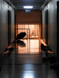 View of an empty corridor in unique lighting