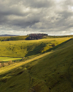 Sunlit hills against the sky 