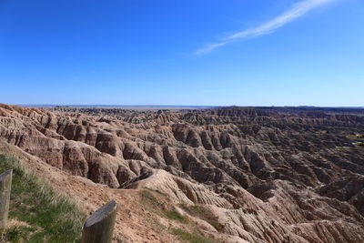 Scenic view of landscape against blue sky