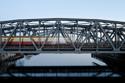 Railway bridge against clear sky