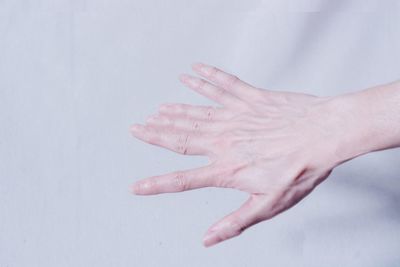 Cropped image of hand against white background