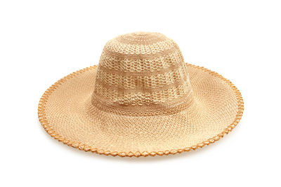 Close-up of hat against white background