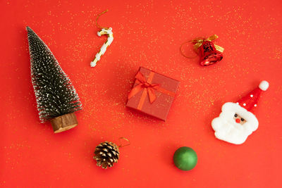 High angle view of christmas decoration