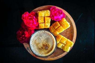 High angle view of coffee on table