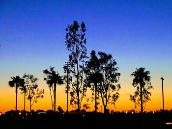 Silhouette trees against sky during sunset