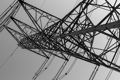 Low angle view of electricity pylon against sky