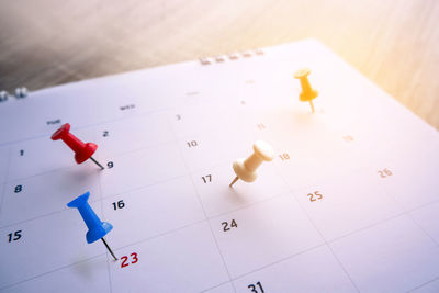 High angle view of text on paper