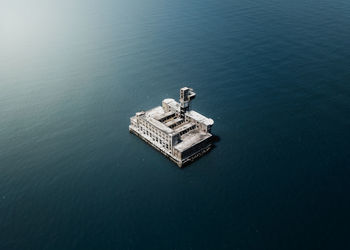 High angle view of boat in sea