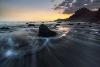 Scenic view of sea against sky during sunset