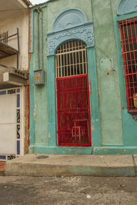 Closed door of old building