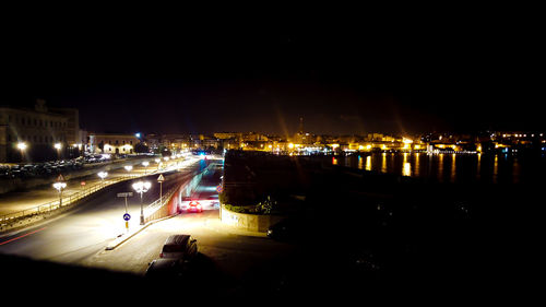 Illuminated cityscape at night