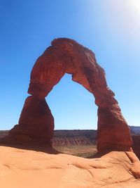 View of rock formation against clear sky