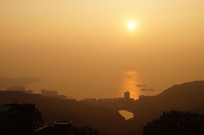 View of cityscape against sky during sunset