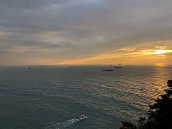 Scenic view of sea against sky during sunset