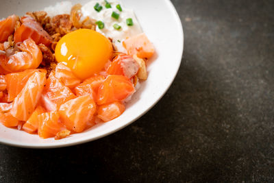 Close-up of food in plate on table