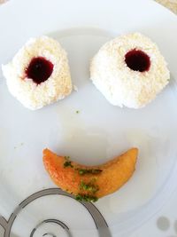 High angle view of cake in plate