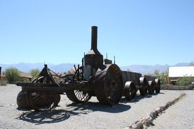 Panoramic view of traditional windmill against clear sky
