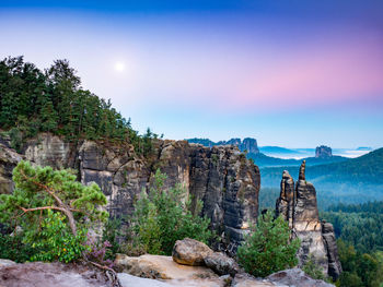 Scenic view of rocky mountains against sky