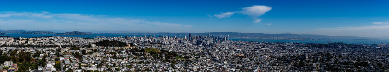 Panoramic view of cityscape against sky