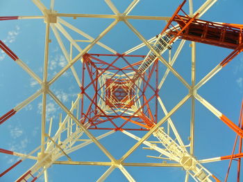 Low angle view of metallic structure against sky