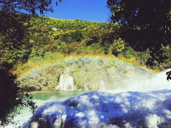 Scenic view of waterfall