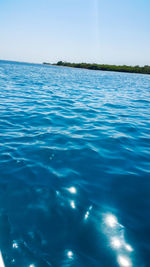 Close-up of rippled water against clear sky