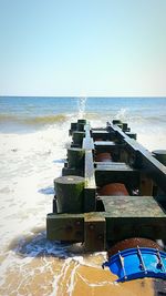 Scenic view of sea against clear sky