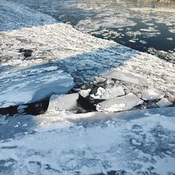 Close-up of frozen water