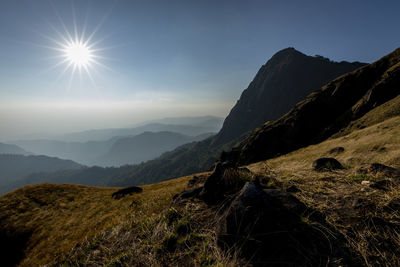 Scenic view of mountains against sky