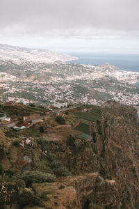 High angle view of townscape against sky