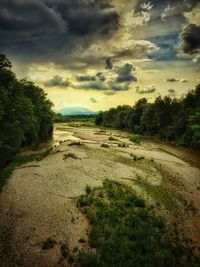 Scenic view of landscape against cloudy sky