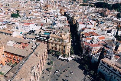 High angle view of town