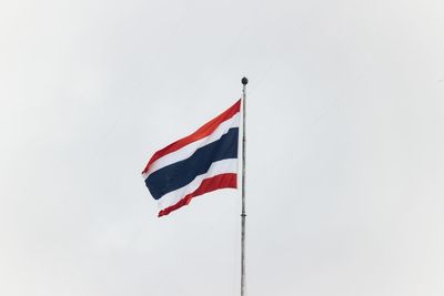 Low angle view of flag against clear sky