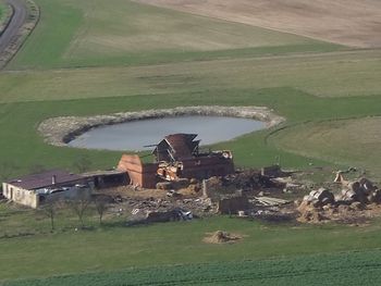 High angle view of agricultural field
