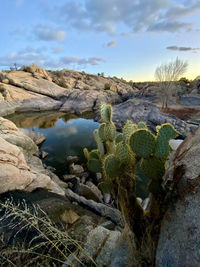 Scenic view of rocks against sky