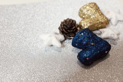 Close-up of stones on table