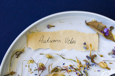 High angle view of food on table