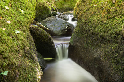 Long exposure of a waterfall at becky falls in dartmoor national park