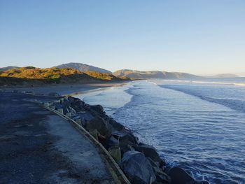 Scenic view of sea against clear sky