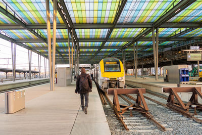 Train on railroad station platform