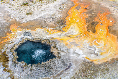 High angle view of water on rock