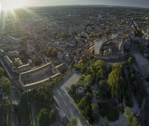 High angle view of buildings in city