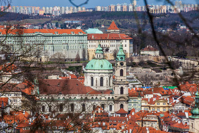 St. nicholas church and praga city seen from the petrin hill