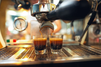 Close-up of coffee in cafe