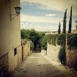 Narrow alley along buildings