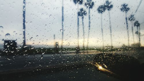 Full frame shot of wet window in rainy season