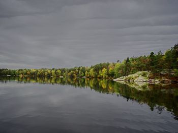 Scenic view of lake against sky