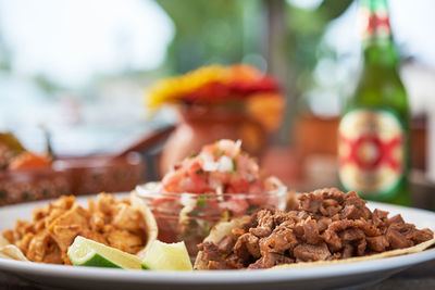 Close-up of food in plate on table