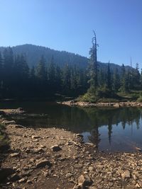 Scenic view of lake against sky